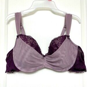Adore Me Purple Lace and Chiffon Demi Bra
